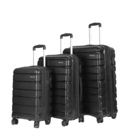 Teakwood Leathers Black 8 Wheels Large Hard Cabin Trolley Bag-image-16