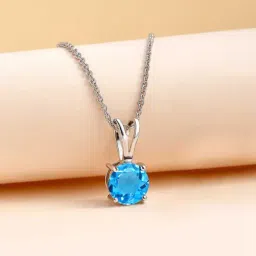 Ornate Jewels 925 Sterling Silver Blue Topaz Solitaire Necklace for Women-image-80