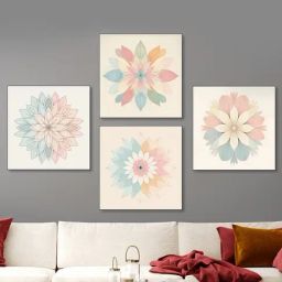 Nestroots Harmonious Beauty Black Frame Floral Canvas Wall Painting - Set of 4-39