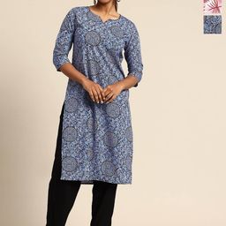 KETAKI FASHION Women Pack Of 3 Ethnic Motifs Printed Round Neck Crepe Straight Kurta-image-64