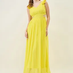aayu Women's Fit & Flare Solid Cut Out Maxi Dress-picture-15