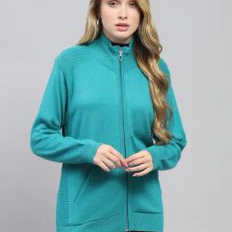 Monte Carlo Green Regular fit Solid Cardigans-image-32