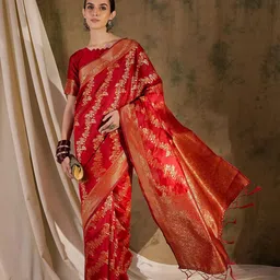 SHADOW & SAINING Woven Design Zari Silk Blend Kanjeevaram Saree-22