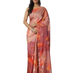 Navyasa By Liva Orange Floral Saree-image-87