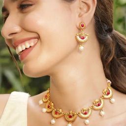 Rubans Gold-Tone Plated Pink Set for Women-picture-6