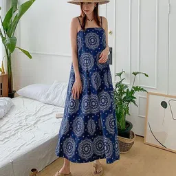 MANOJAVA Women Floral Printed A-Line Maxi Dress-image-52