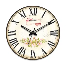 OLIVE TREE White & Green Floral Printed Analogue Contemporary Wall Clock-45