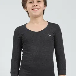 Cloak & Decker by Monte Carlo Charcoal Boys Solid Round Neck Thermal Vest-picture-26