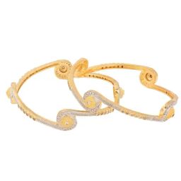 Saraf RS Jewellery Set Of2 White Gold Plated White AD studded Handcrafted Designer Bangles-43