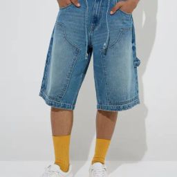 Nuon by Westside Blue Faded Relaxed-Fit Mid-Rise Denim Jorts-picture-3