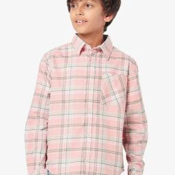 Bonkids Boys Spread Collar Tartan Checked Cotton Casual Shirt-image-46