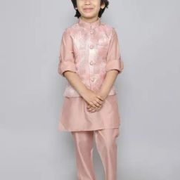 Ministitch Boys Onion Pink Cotton Regular Fit Kurta Set-55