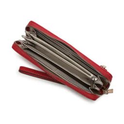 Guess Red Laurel Textured Zip Around Wallet image 4