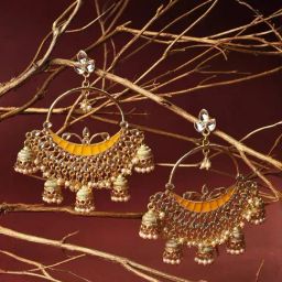 Sohi Yellow Chand Bali Earrings-image-41