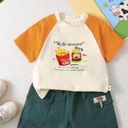 StyleCast x Revolte Boys Cartoon Printed Pure Cotton Round Neck T-shirt & Trousers-image-34