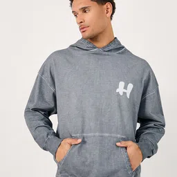 Styli Men Acid Washed Front Graphic Oversized Hoodie-image-98