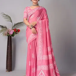 HERE&NOW Batik Block Print Saree-image-52
