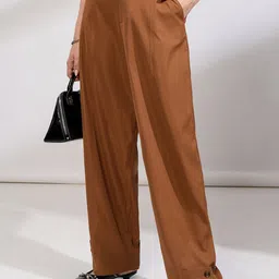 Tokyo Talkies Women High Waist Tabs Trousers-image-1