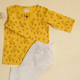 ADYA Kids Animal Duck Printed Pure Cotton Straight Kurta With Pyjamas-41