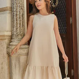 BIANCO LUCCI Women Solid Sleeveless A-Line Dress-image-88
