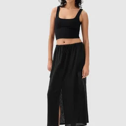GAP Drawstring Straight Maxi Skirt With Flap Pockets-27