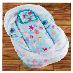 Mittenbooty Mosquito Net Bedding with Pillow in Velvet Sea Print - Blue-15