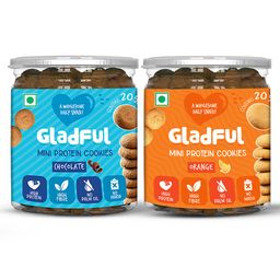 Gladful Protein Mini Cookies For Kids & Families Orange & Chocolate Pack of 2- 150 gm Each-picture-1