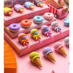 New Pinch IceCream Lollipop Cone and Donut eraser Pack of 16 - Multicolour-image-3