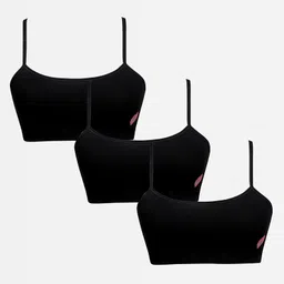 SillySally Pack Of 3 Non Wired & Non Padded Heart Placement Printed Training Bra - Black-picture-47