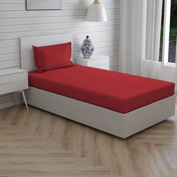 JARS Collections Plain Solid  Single Bedsheet With One Pillow Cover Made With Pure Microfiber Bedsheet- Maroon-19