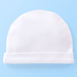 Babyhug 100% Cotton Knit Cap White - Diameter 10 cm-image-21