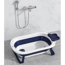Babyhug Baby Bath Tub with Drain Plug Whale Print Unisex - Blue-image-22