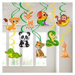 Zyozi Jungle Theme Party Decorations Hanging Swirls, Birthday Party Decorations Multicolor - Pack Of 9-picture-20