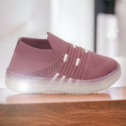 Lil Lollipop Mesh Detailed Slip On LED Shoes - Mauve-picture-44