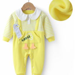 Kookie Kids Full Sleeves Striped & Goose Detailing Romper - Yellow-image-96