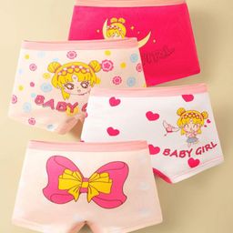 ZQBIEE Kids Pack Of 4 Hearts & Bow Printed Panties - Multi Colour-image-14