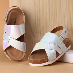 Babyoye Shimmered Sandals with Velcro Closure - Silver-picture-4