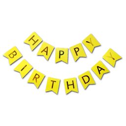 Decor Mnatra happy birthday banner is perfect for outdoor and indoorbirthday decoration - yellow - Pack of 13-27