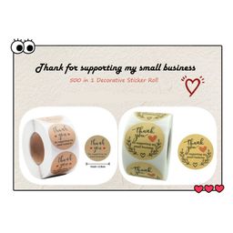 YAMAMA Thank You For Supporting My Small Business Theme 500 In 1 Decorative Sticker Roll Self-adhesive Label For Gifts And Packaging - Design May Vary-image-14