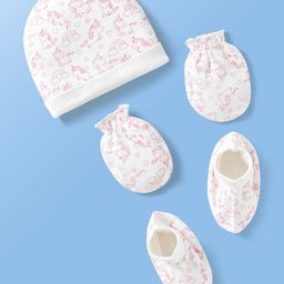 Doodle Poodle Interlock Knit Cap Mittens & Booties With Heart Print Fuchsia - Diameter 14.5 cm-picture-8