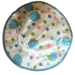 Akinos Kids Cotton Strawberry & Polka Dots Bear Designed Hat - Blue - Diameter 38 cm-image-28