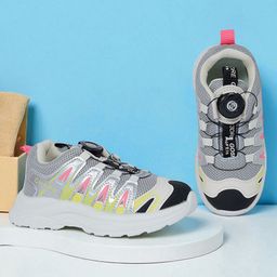 TRUFFLE COLLECTION Mesh Detailed & Colour Blocked WIth Rotating Button Closure Shoes - Grey & Pink-picture-38