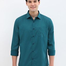 Allen Solly Men Spread Collar Micro Ditsy Printed Cotton Slim Fit Casual Shirt-image-80