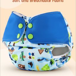 Babyhug Reusable Cloth Diaper with Contrast Flap and Insert Pack of 7 | Washable & Eco-friendly| Adjust to Suit Waist Size| Easy Snap Buttons| Soft & Skin Friendly| High Absorbency Inserts image 2