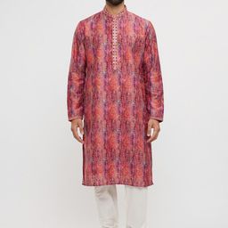 Twamev Men Embroidered Regular Mirror Work Kurta with Trousers-picture-46