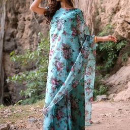 PYOS Floral Organza Saree-image-43