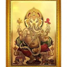 ADA Handicraft Gold-Toned & Red Ganpati Bappa Wood Wall Photo Frames-image-58