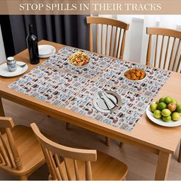 Kuber Industries 6-Pcs White & Red Coffee House Printed Anti-Slip Dining Table Placemats image 3