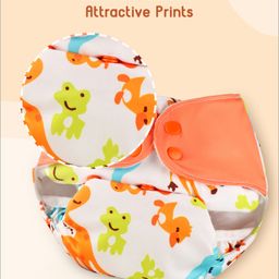 Babyhug Reusable Cloth Diaper with Contrast Flap and Insert Pack of 7 | Washable & Eco-friendly| Adjust to Suit Waist Size| Easy Snap Buttons| Soft & Skin Friendly| High Absorbency Inserts image 5