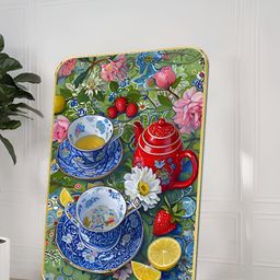 Livin'luxe Green & Blue Vintage Tea Time Wooden Wall Art-picture-15